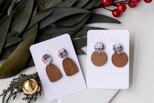 Christmas Clay and Wood Earrings