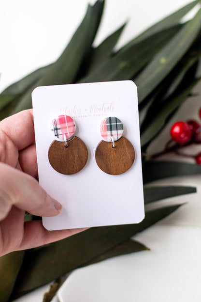 Christmas Clay and Wood Earrings