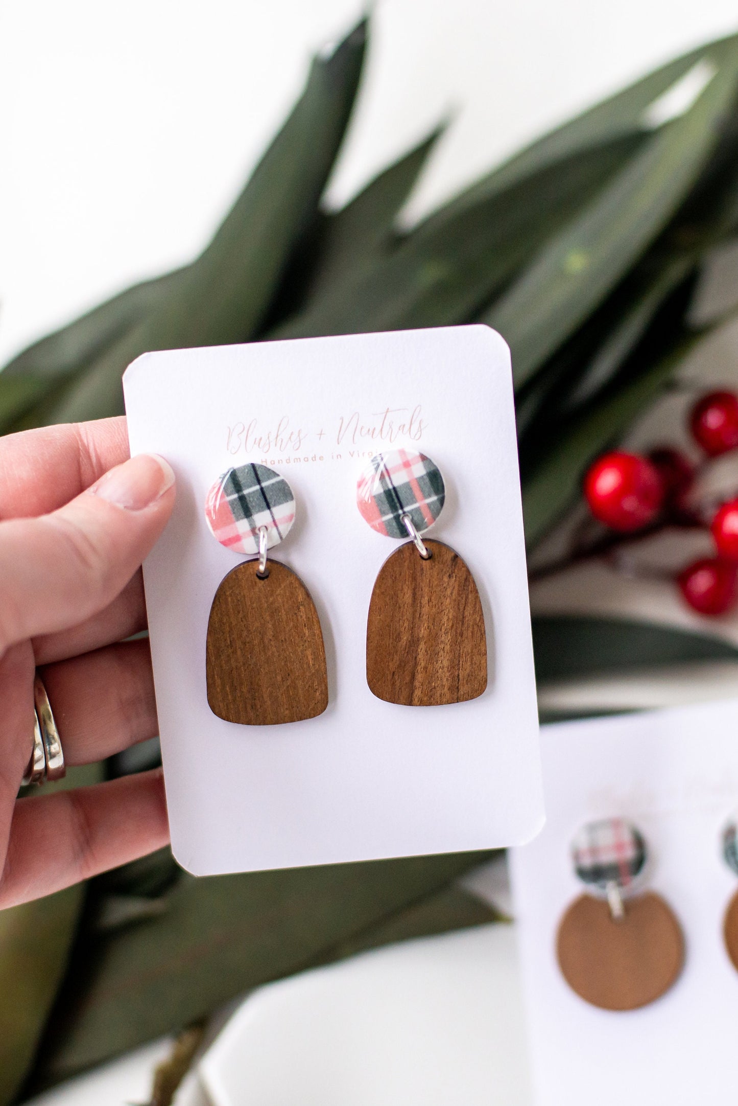 Christmas Clay and Wood Earrings