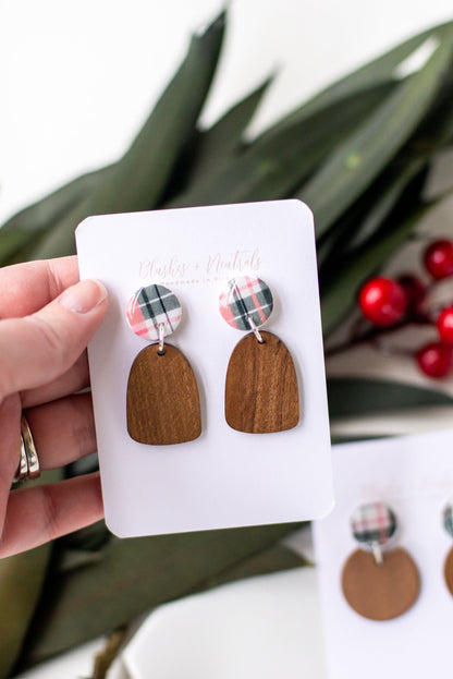 Christmas Clay and Wood Earrings