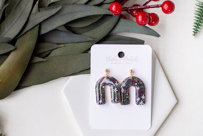 Christmas Floral Gold Edged Earrings