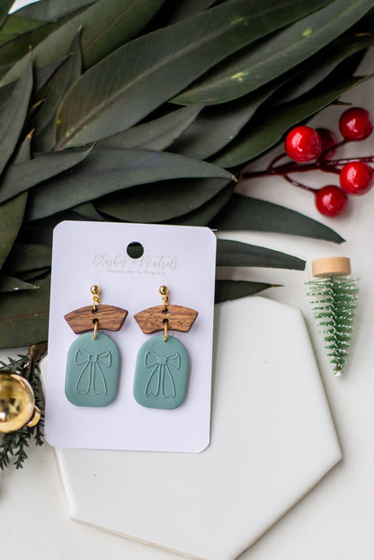 Christmas Clay and Wood Earrings