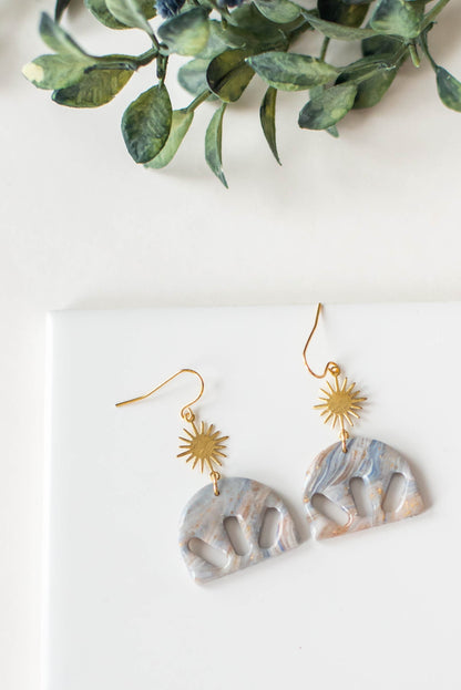 Blue Marbled Earrings