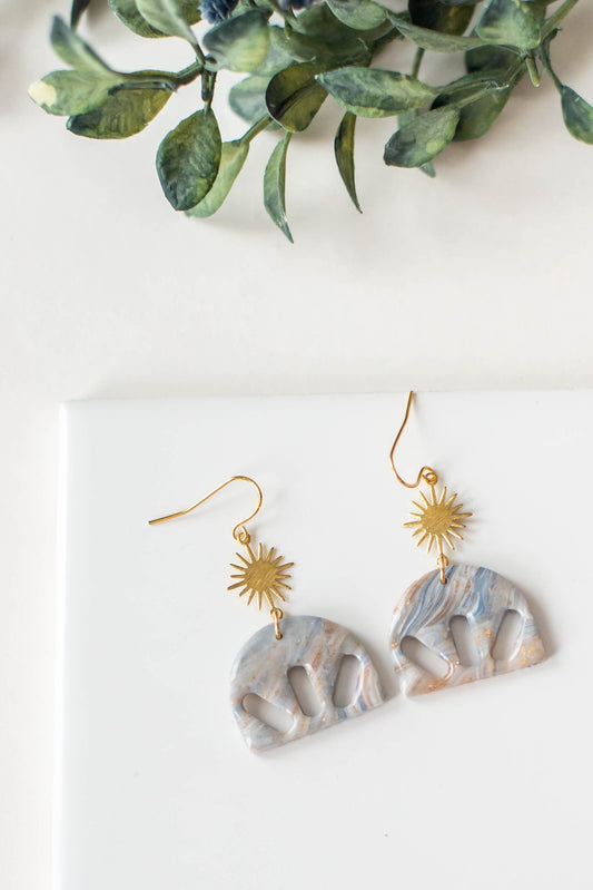 Blue Marbled Earrings