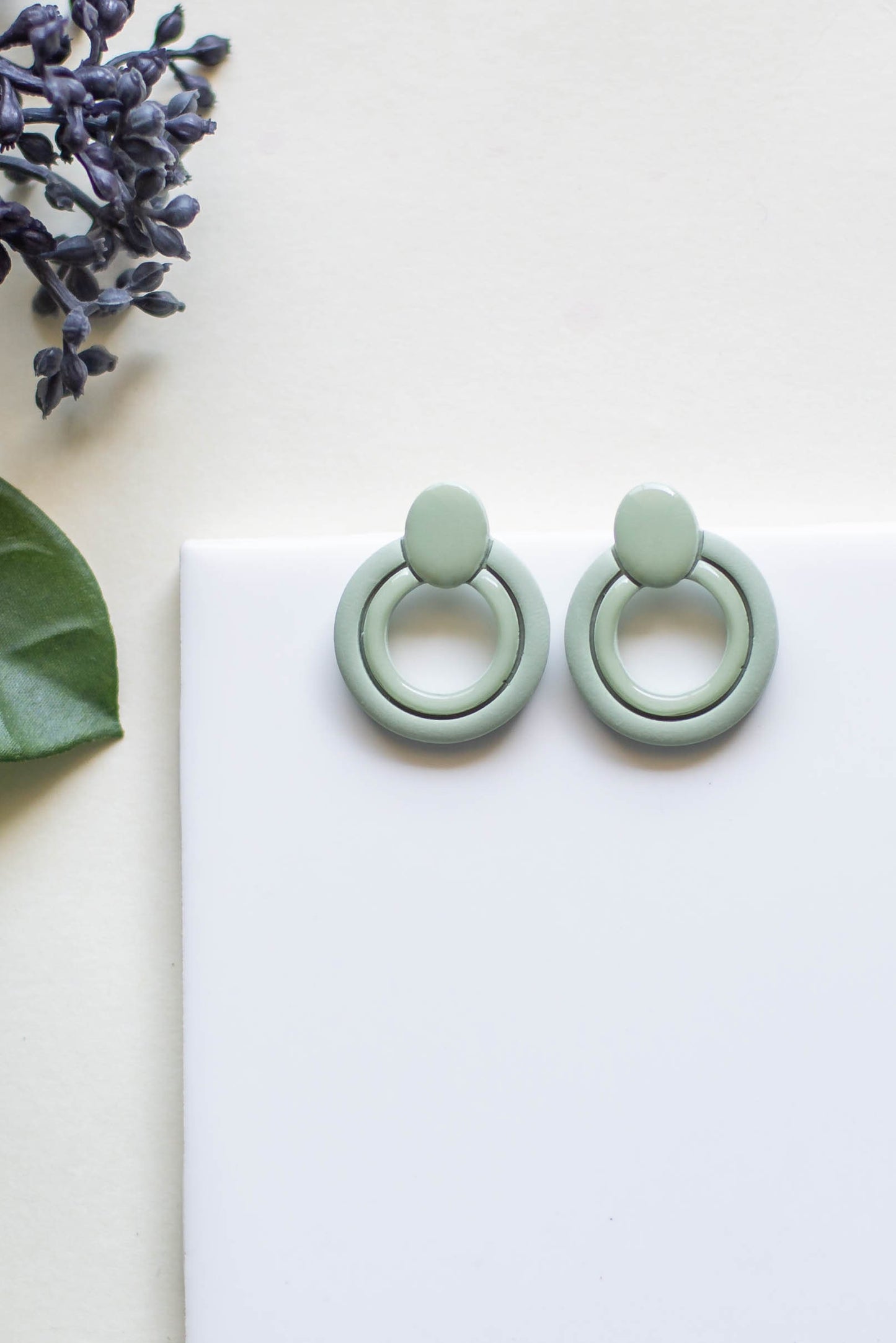 Oversized Sage Stud Earrings