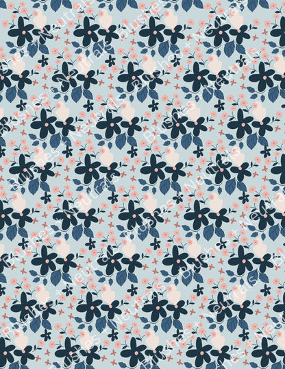 Blue Floral Transfer Paper- TP23