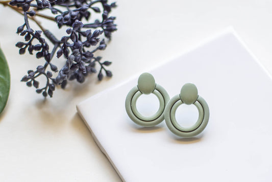 Oversized Sage Stud Earrings