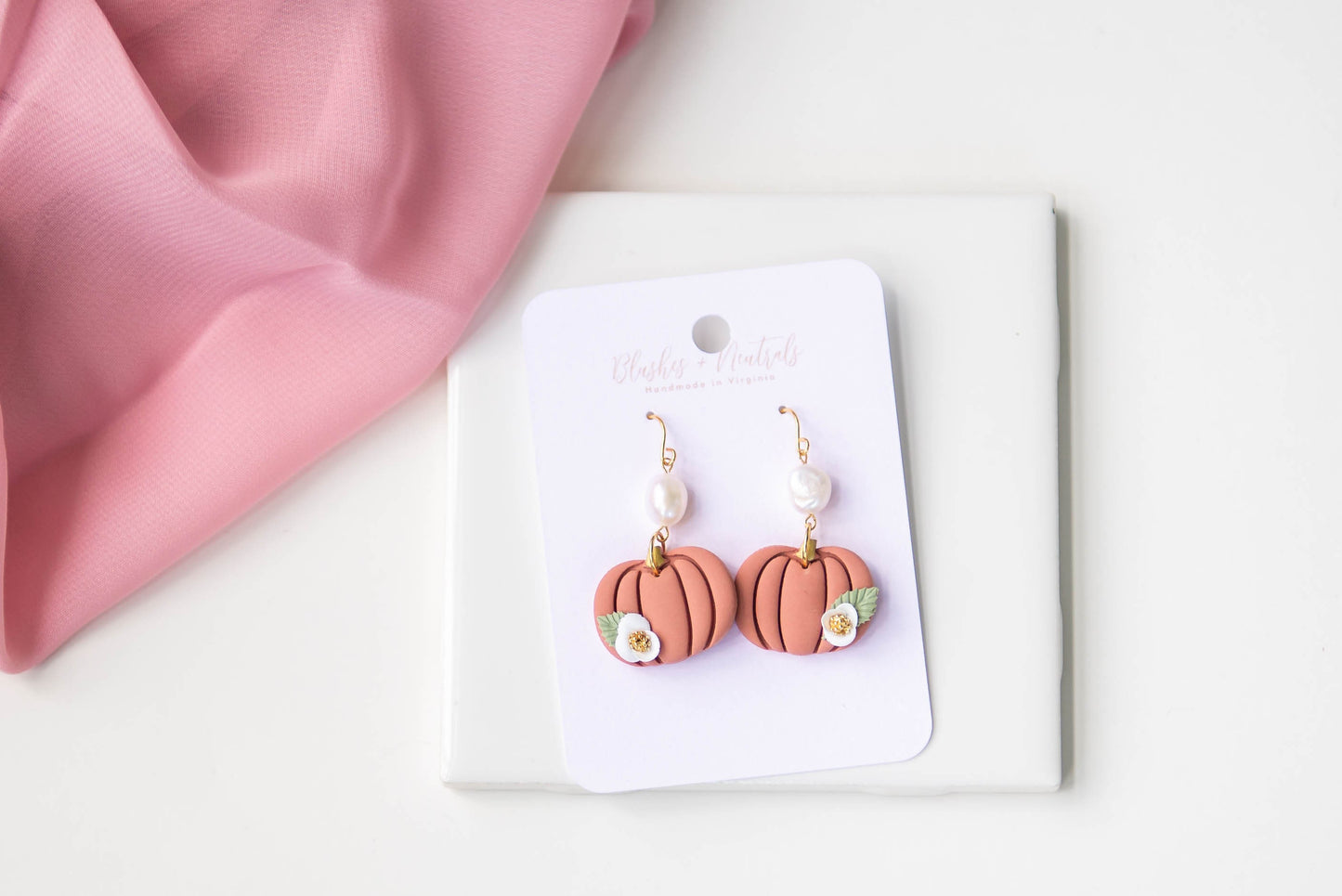 Handmade Clay Pumpkin Earrings