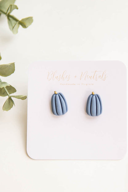 Blue Pumpkin Stud Earrings