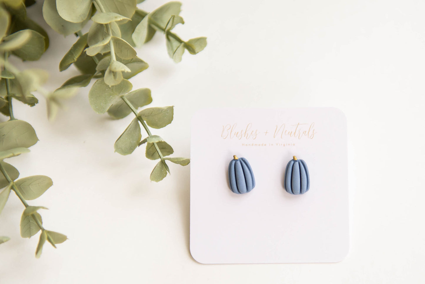 Blue Pumpkin Stud Earrings