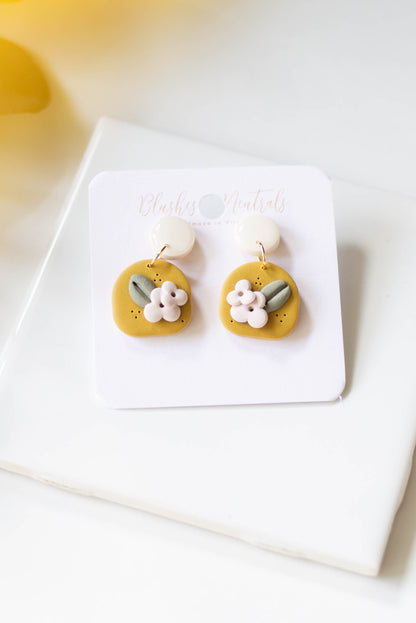 Deep Mustard Clay Earrings