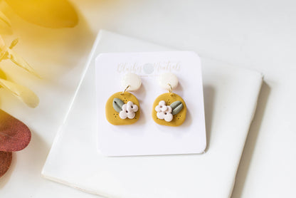 Deep Mustard Clay Earrings