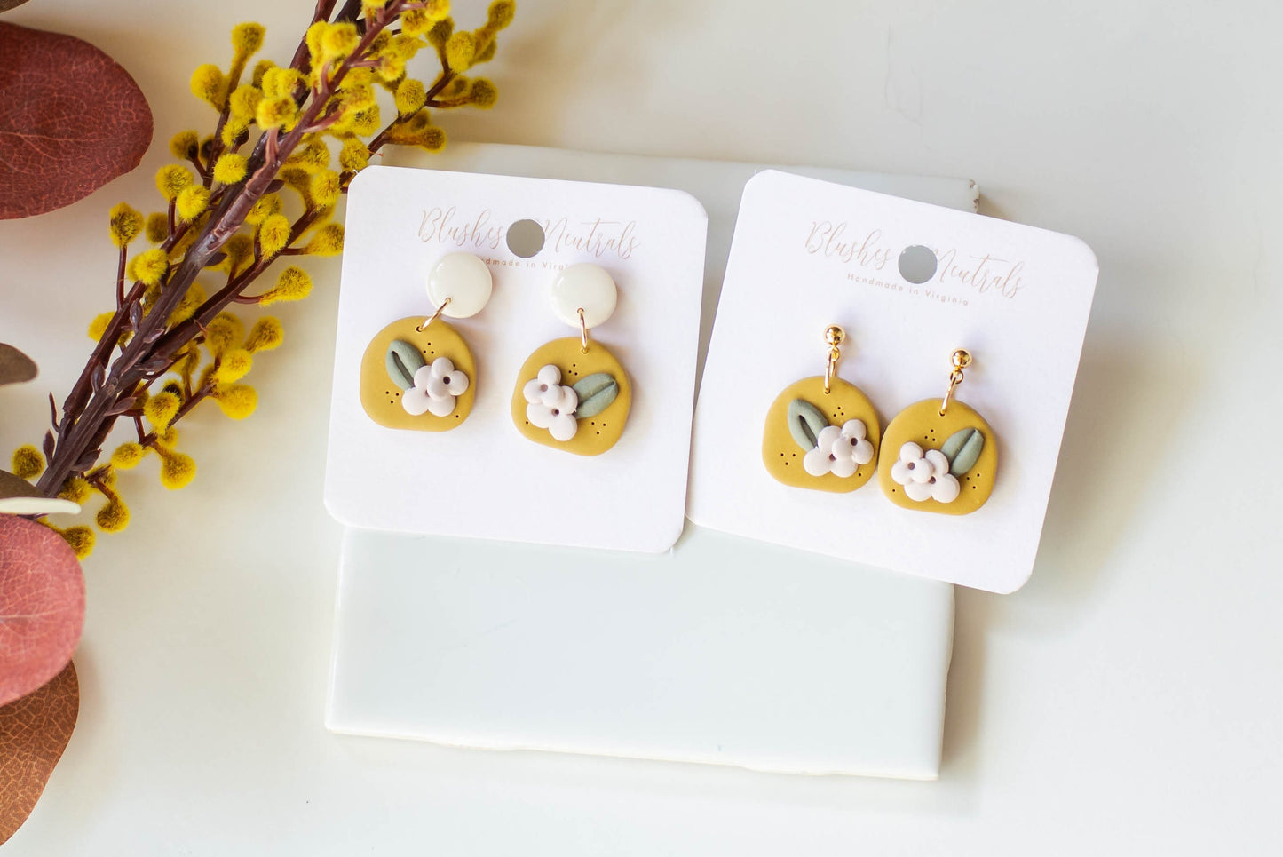 Deep Mustard Clay Earrings