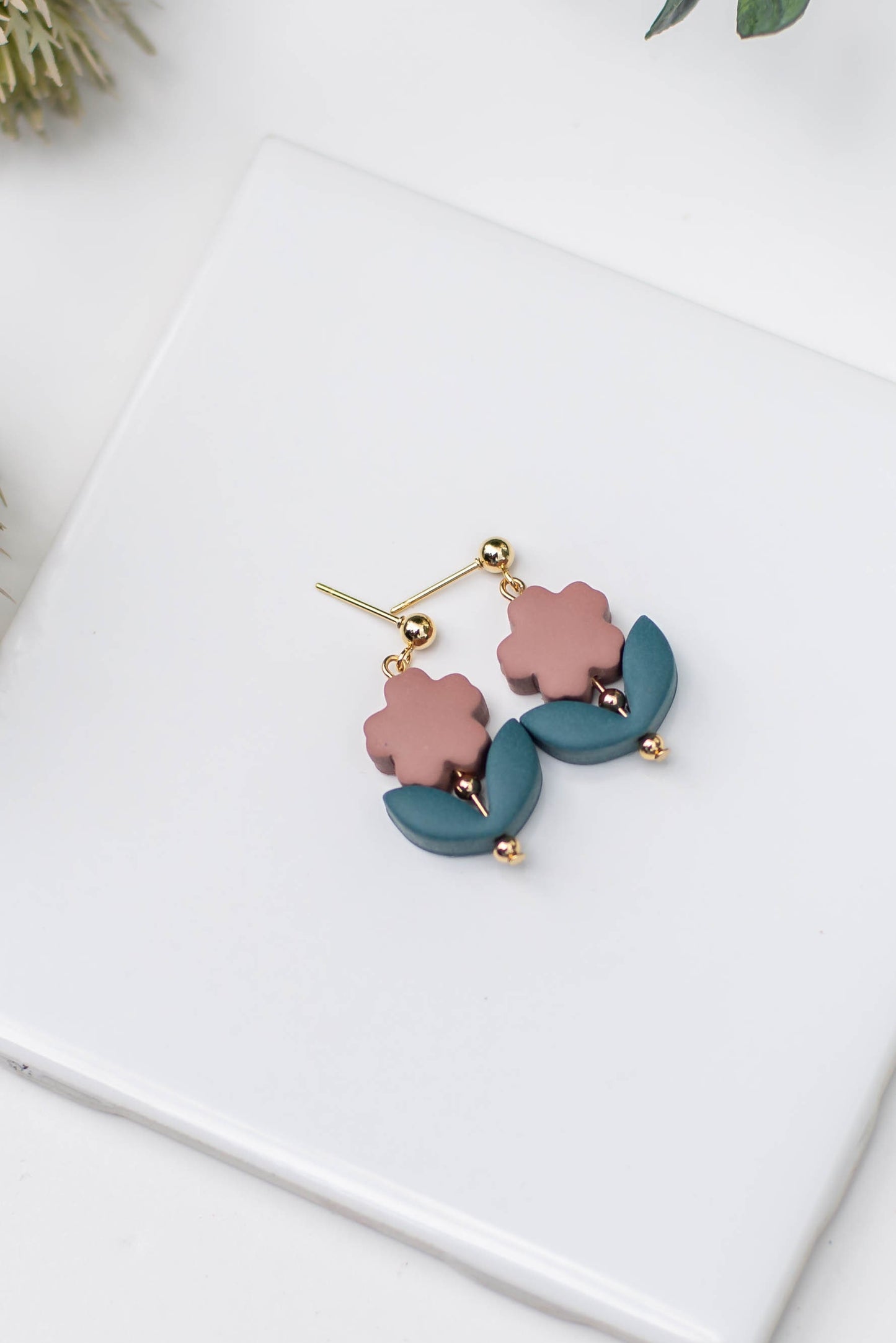 Clay Flower Beaded Earrings