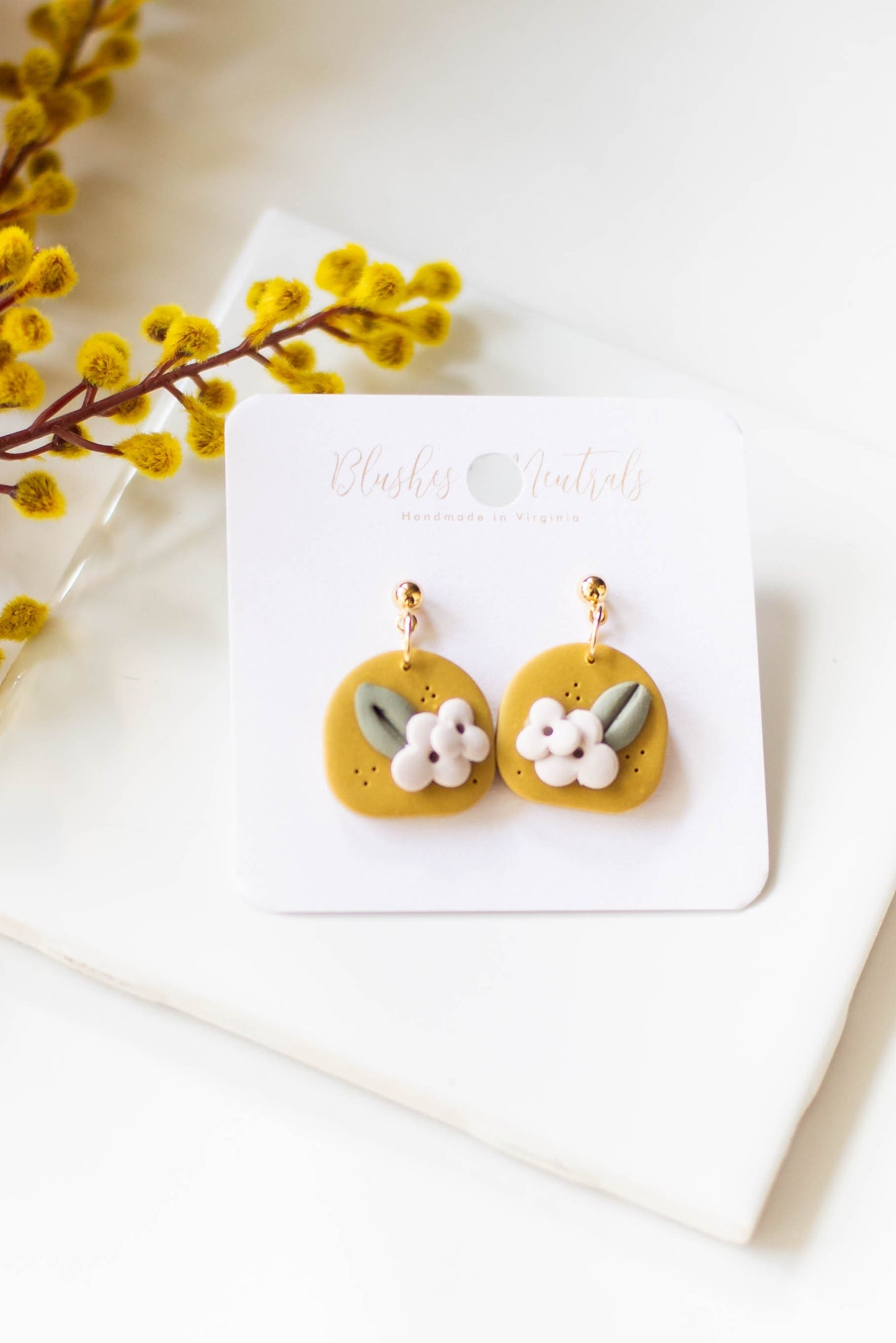 Deep Mustard Clay Earrings