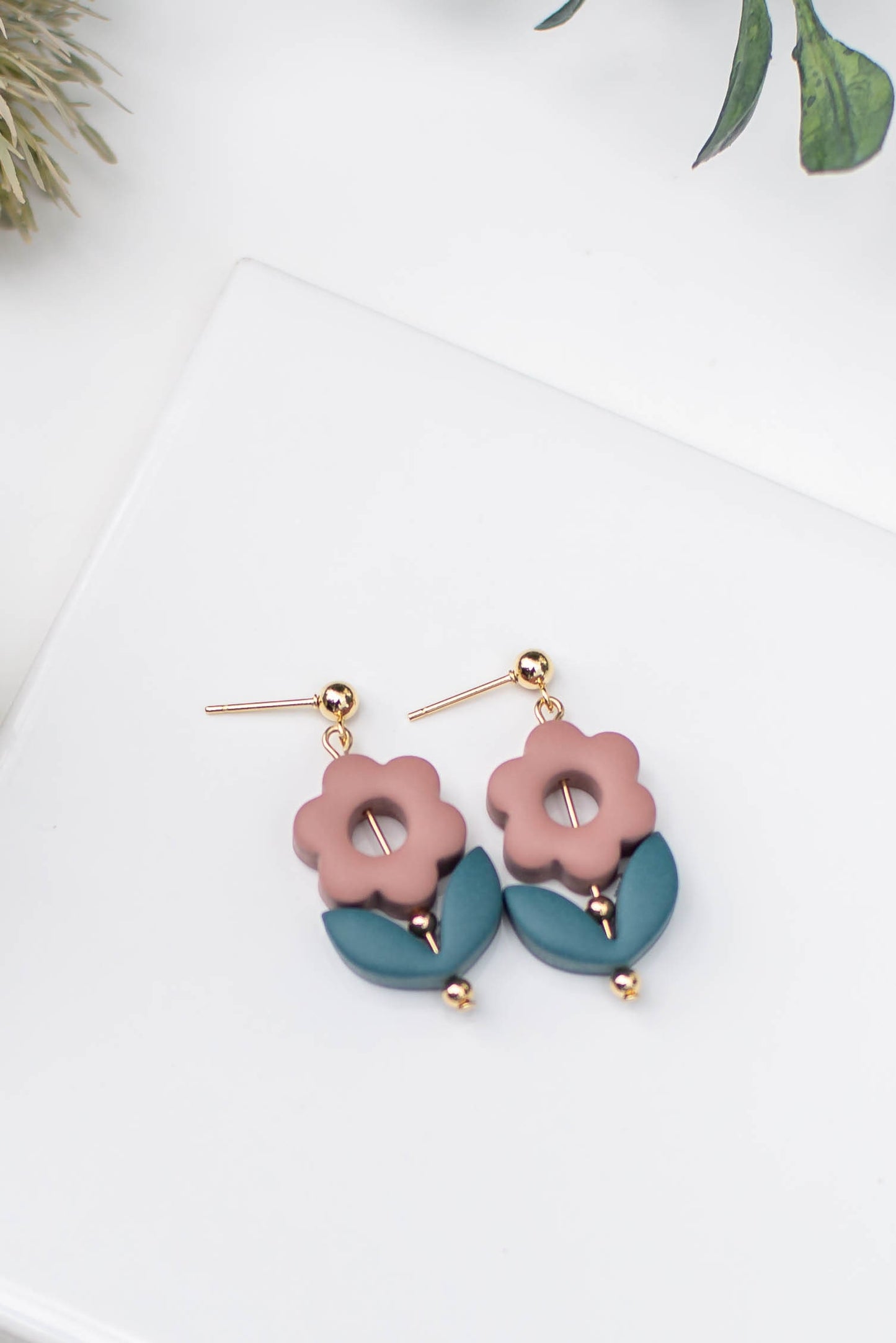 Clay Flower Beaded Earrings