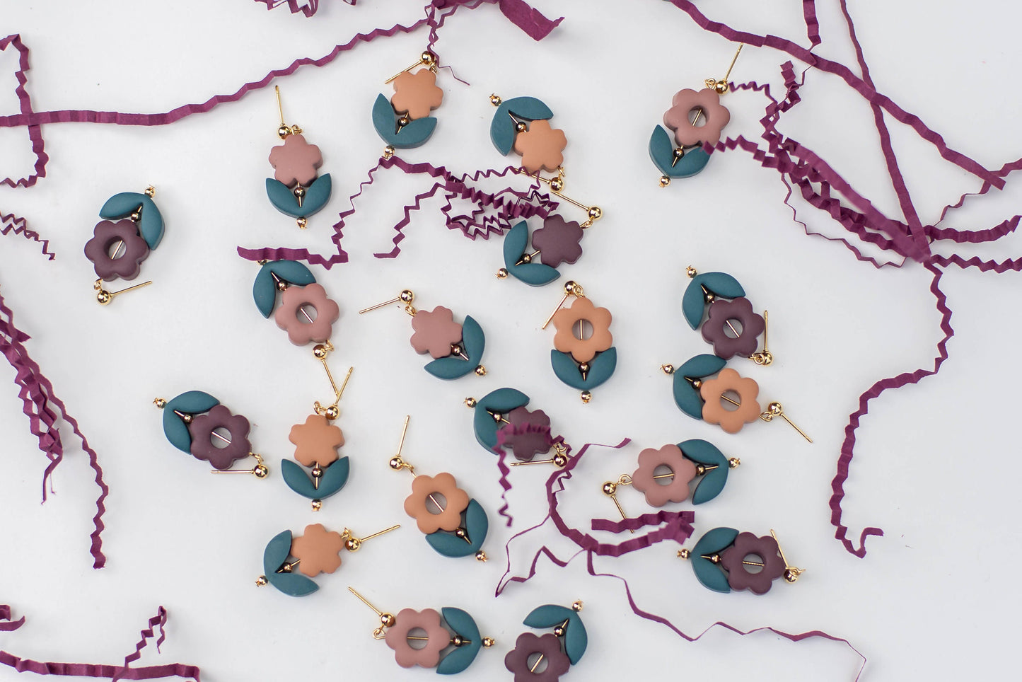 Clay Flower Beaded Earrings