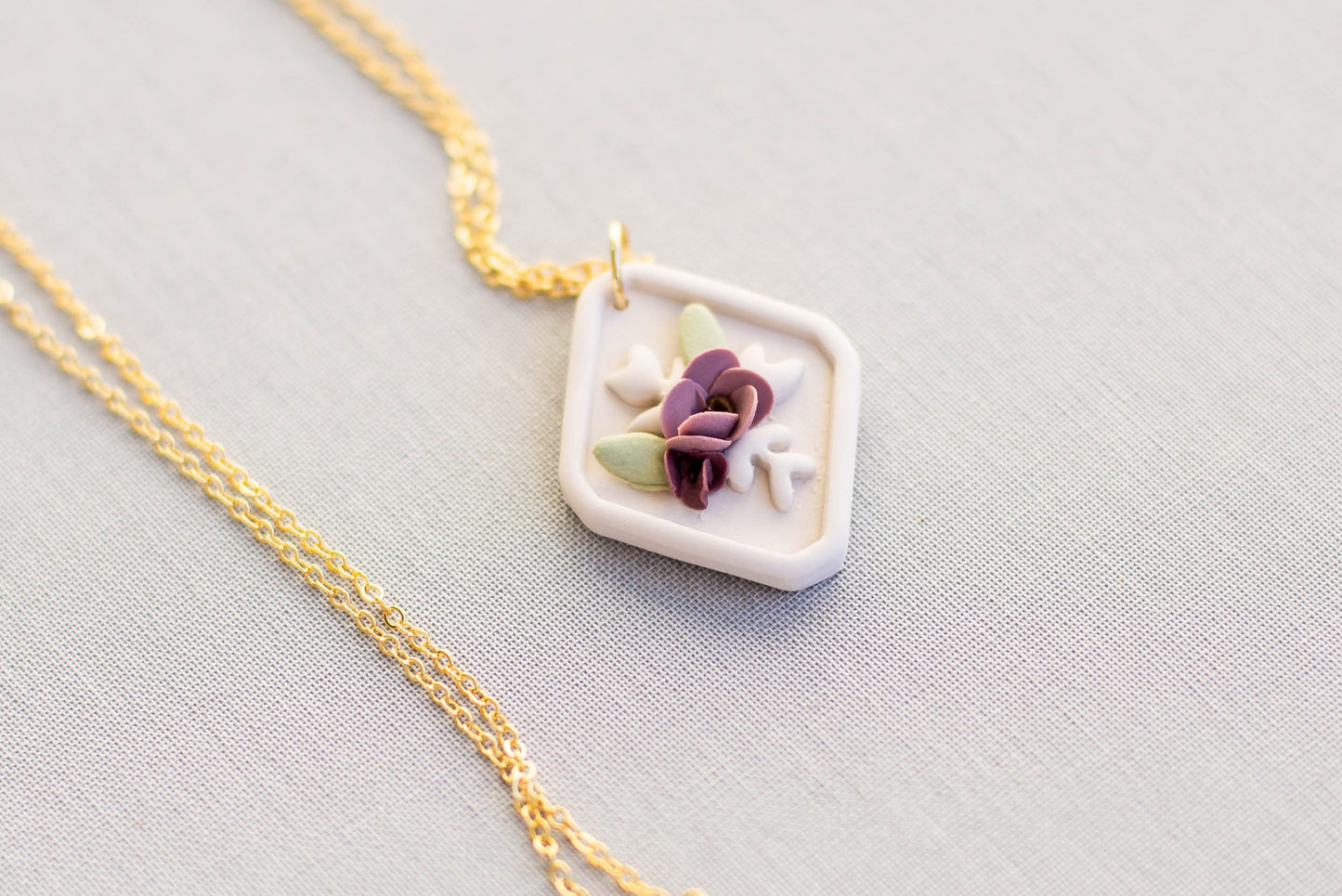 Ivory Floral Clay Necklace