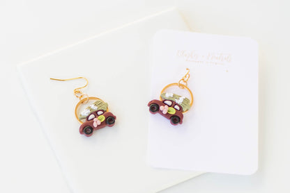 Red Car Christmas Earrings