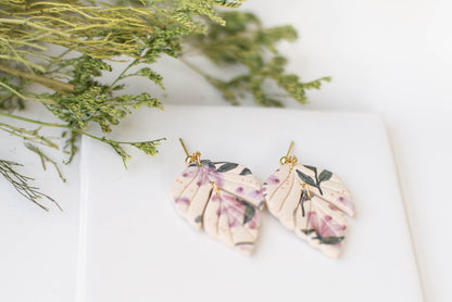 Ivory Floral Clay Earrings