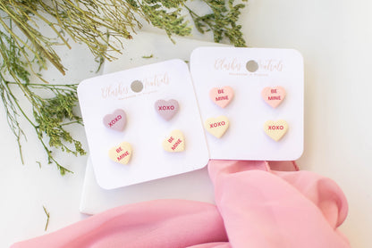 Conversation Heart Stud Earrings