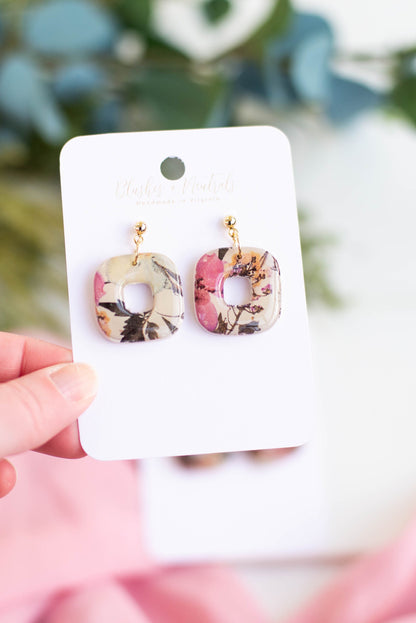 Square Floral Earrings