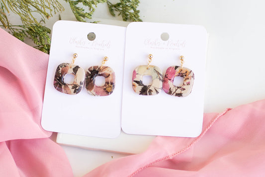 Square Floral Earrings