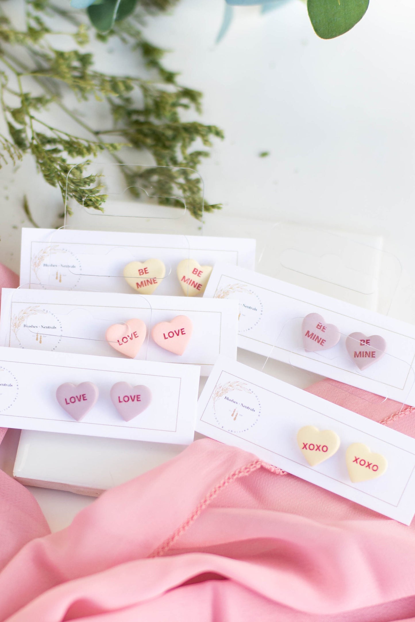 Clay Conversation Heart Stud Earrings