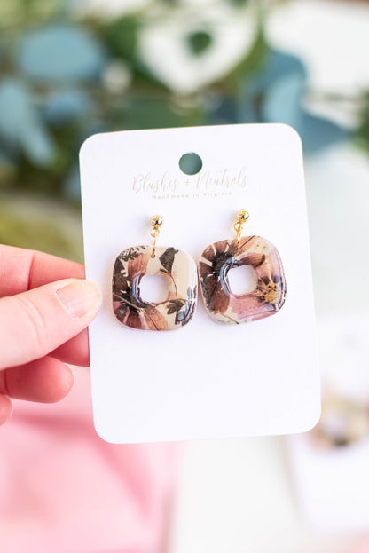 Square Floral Earrings