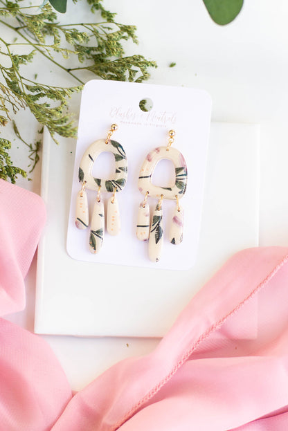 Neutral Floral Clay Earrings