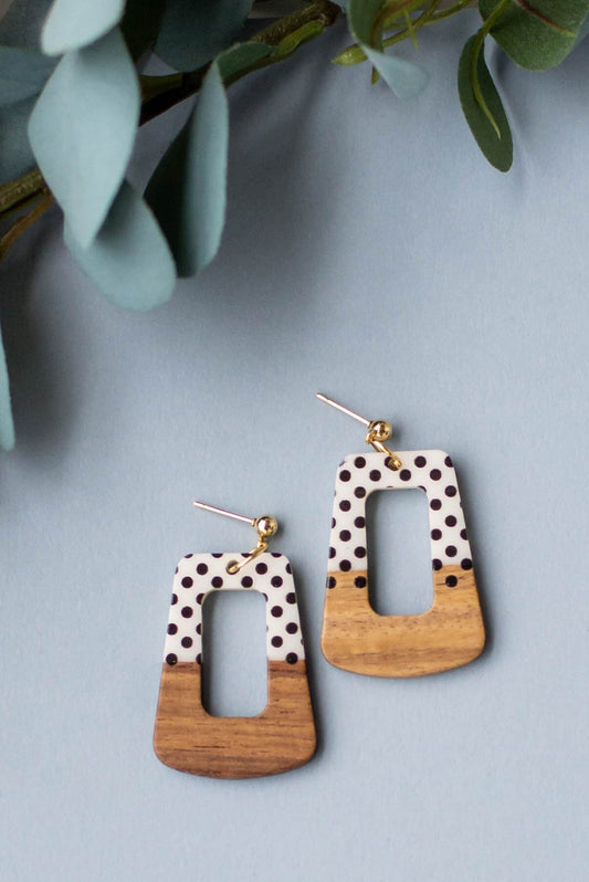 Polka Dot Wood Earrings