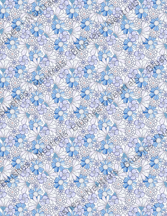 TP100- Blue Floral Transfer Paper