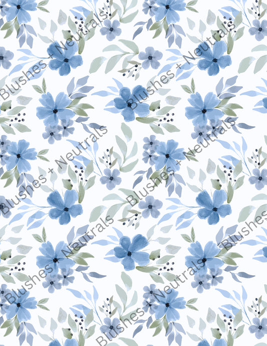 TP79- Blue Floral Transfer