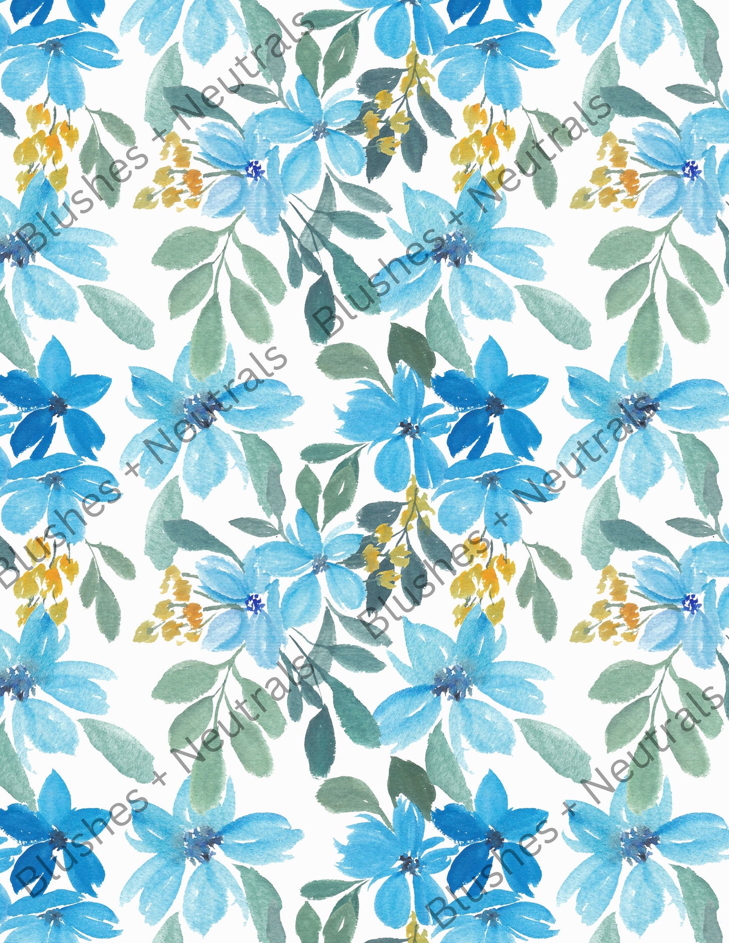 TP80- Blue Floral Transfer