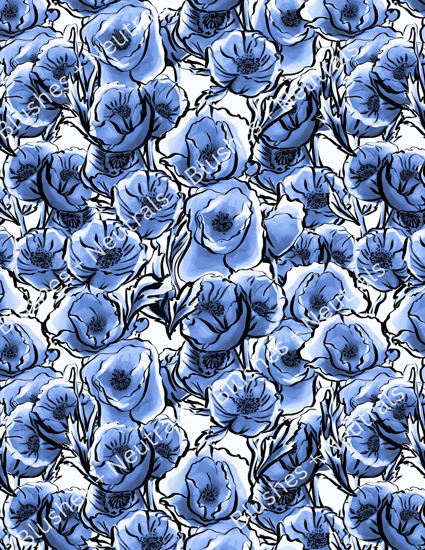 TP89- Blue Floral Transfer