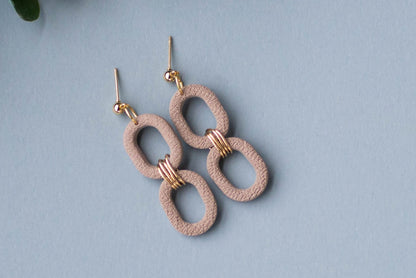 Brown Clay Earrings with GOLD FILLED Wrapped Wire