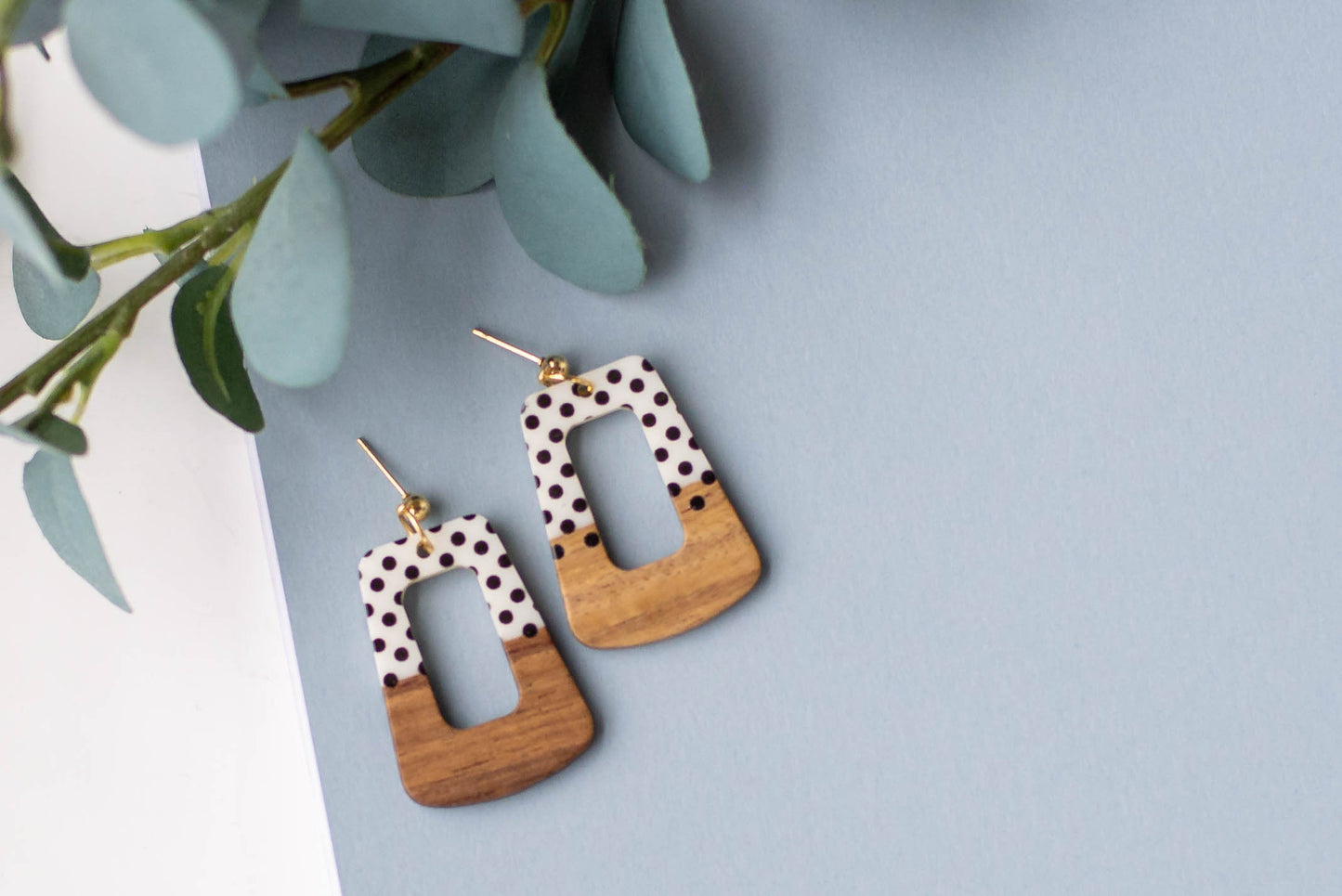 Polka Dot Wood Earrings