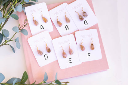 Brown and Gold Marble Clay Earrings