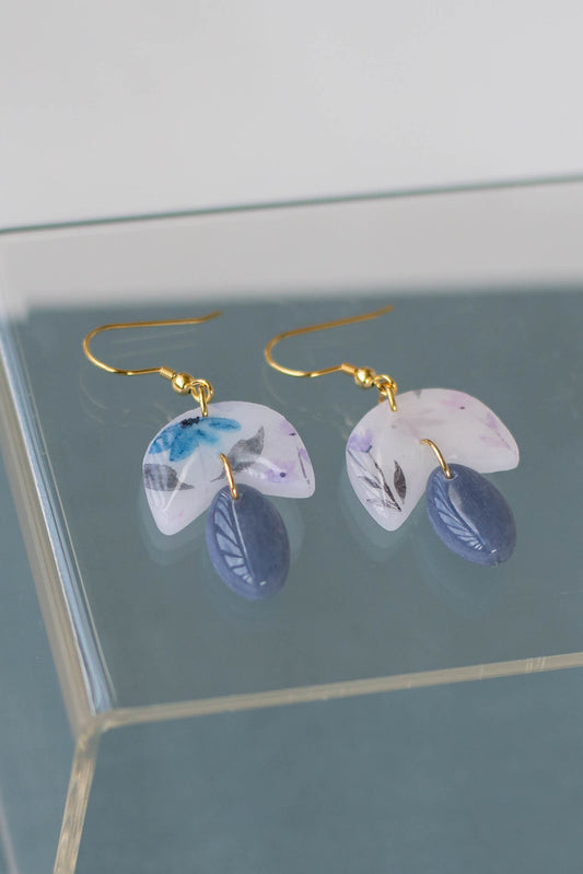 Watercolor Floral Clay Earrings