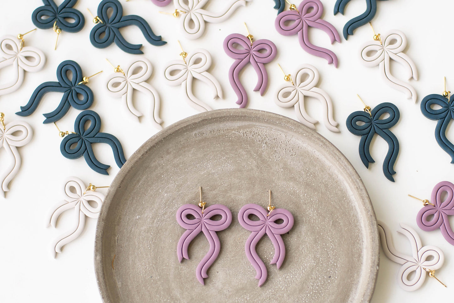 Bow Tie Clay Earrings