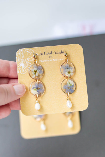 Real Pressed Forget Me Not Earrings