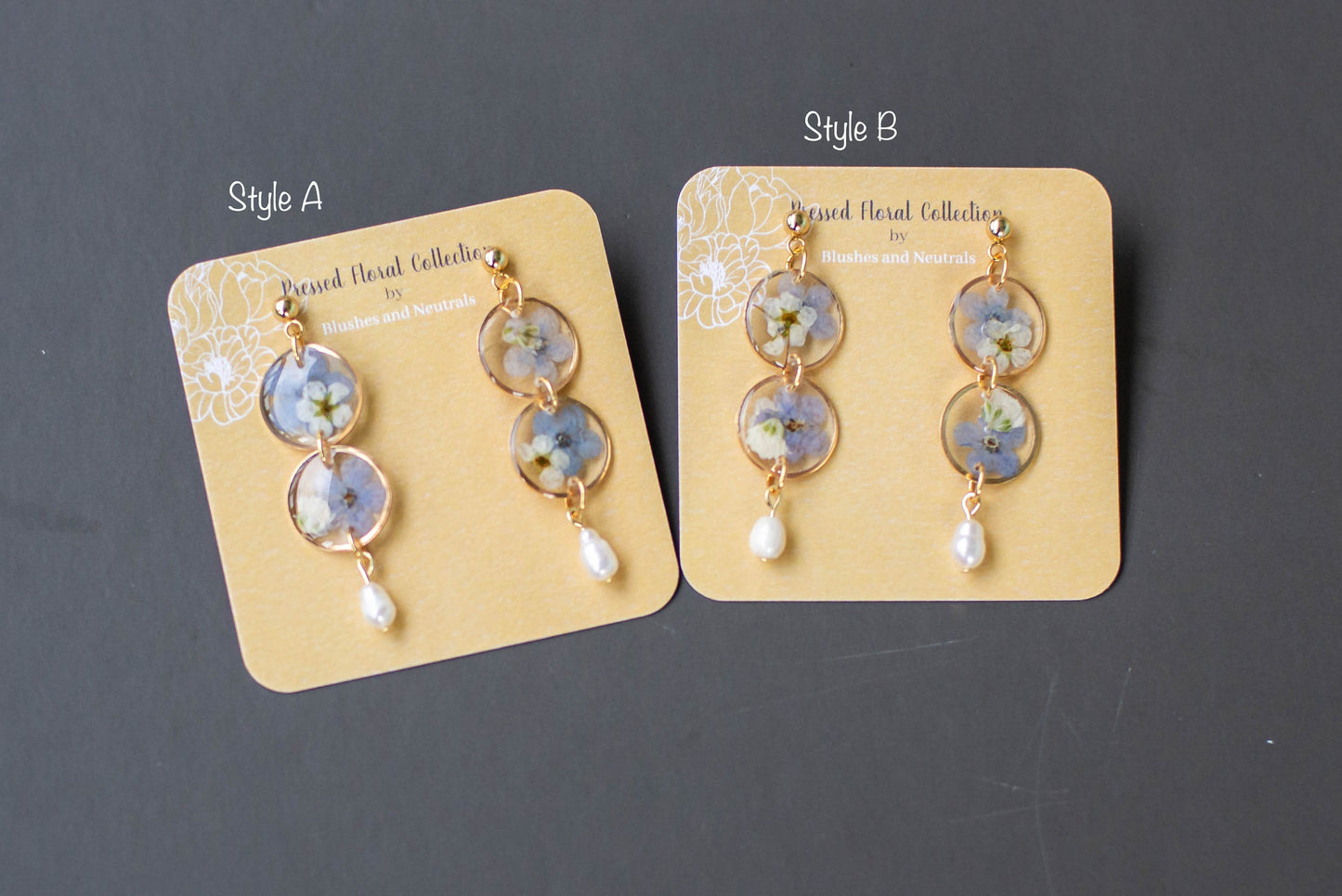 Real Pressed Forget Me Not Earrings