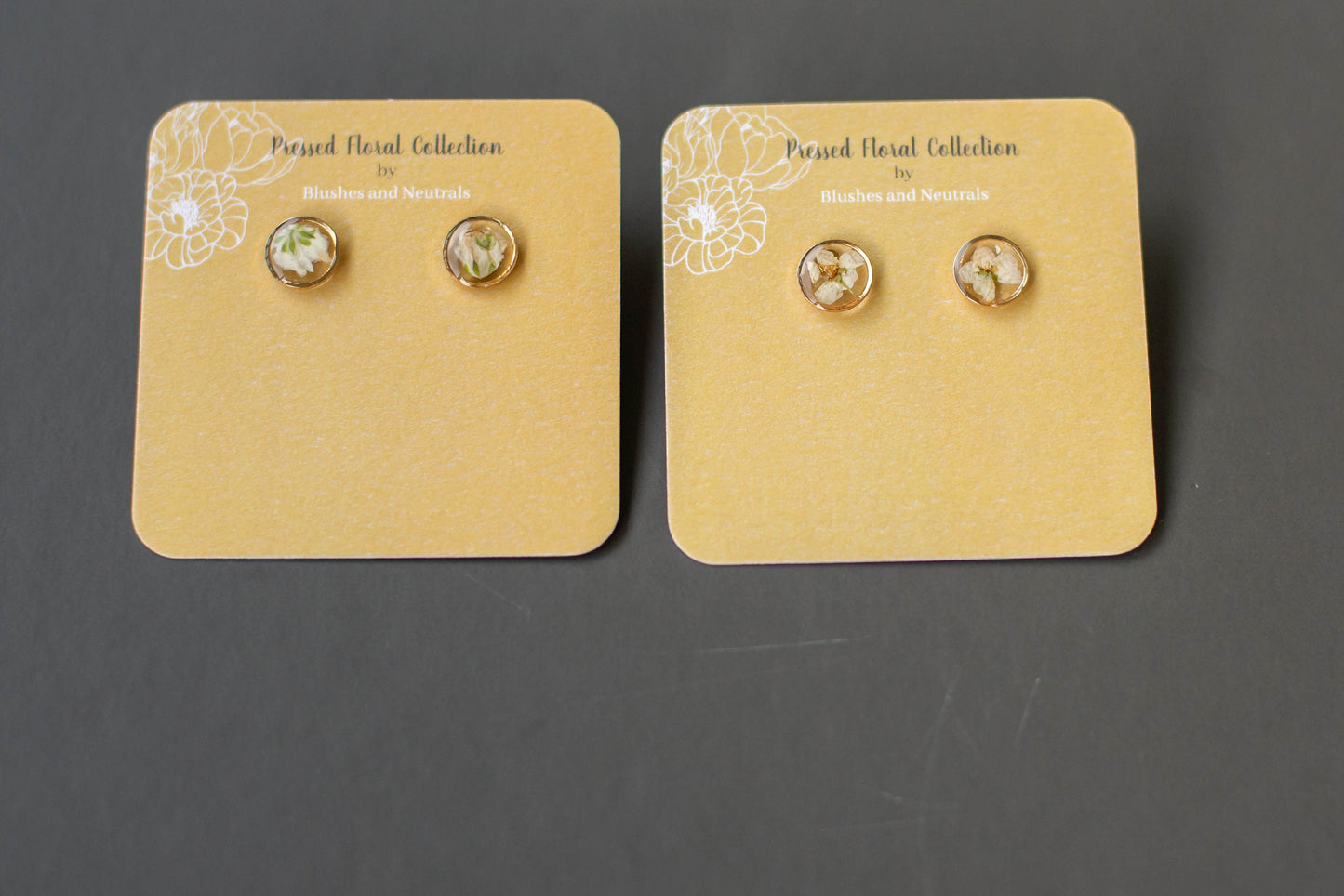 Tiny Pressed Floral Studs