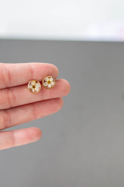 Tiny Pressed Floral Studs